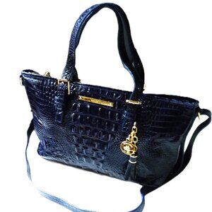Brahmin Anchore Melbourne Crocodile-Embossed Satchel Crossbody Bag